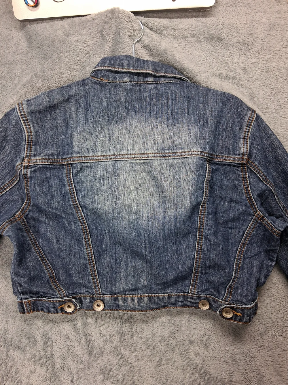 Dollhouse Distressed Cropped Denim Jacket - Blue